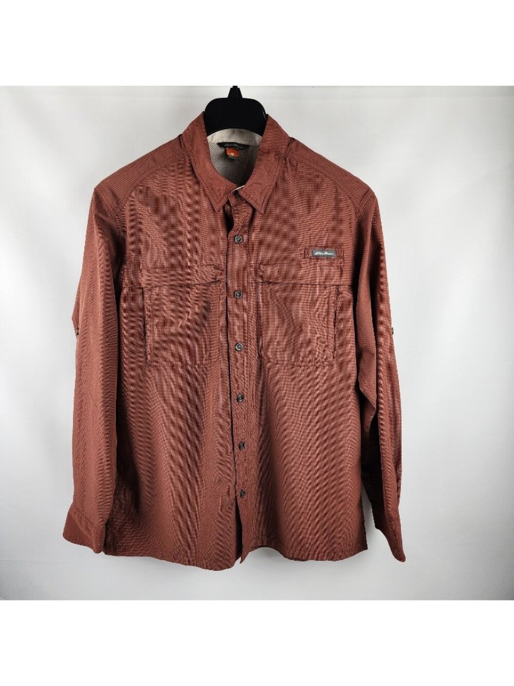 Eddie Bauer Shirt Mens Large Rust Brown Vented L/S Button Up
